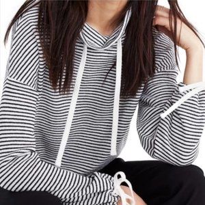 Madewell Miles Stripe Funnel Neck Sweatshirt Top